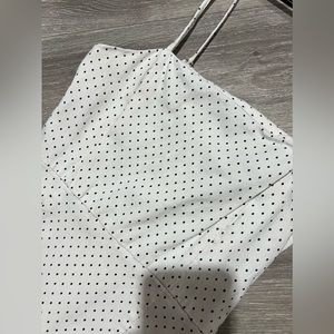 Fitted forever 21 white mini dress with black polka dots